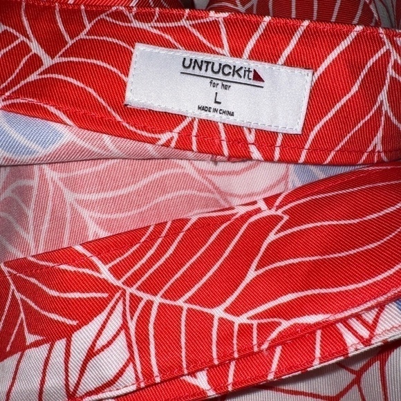 EUC UNTUCKit Wilma Coral Orange Tropical Print Wrap Midi Skirt Size Large - Picture 4 of 8